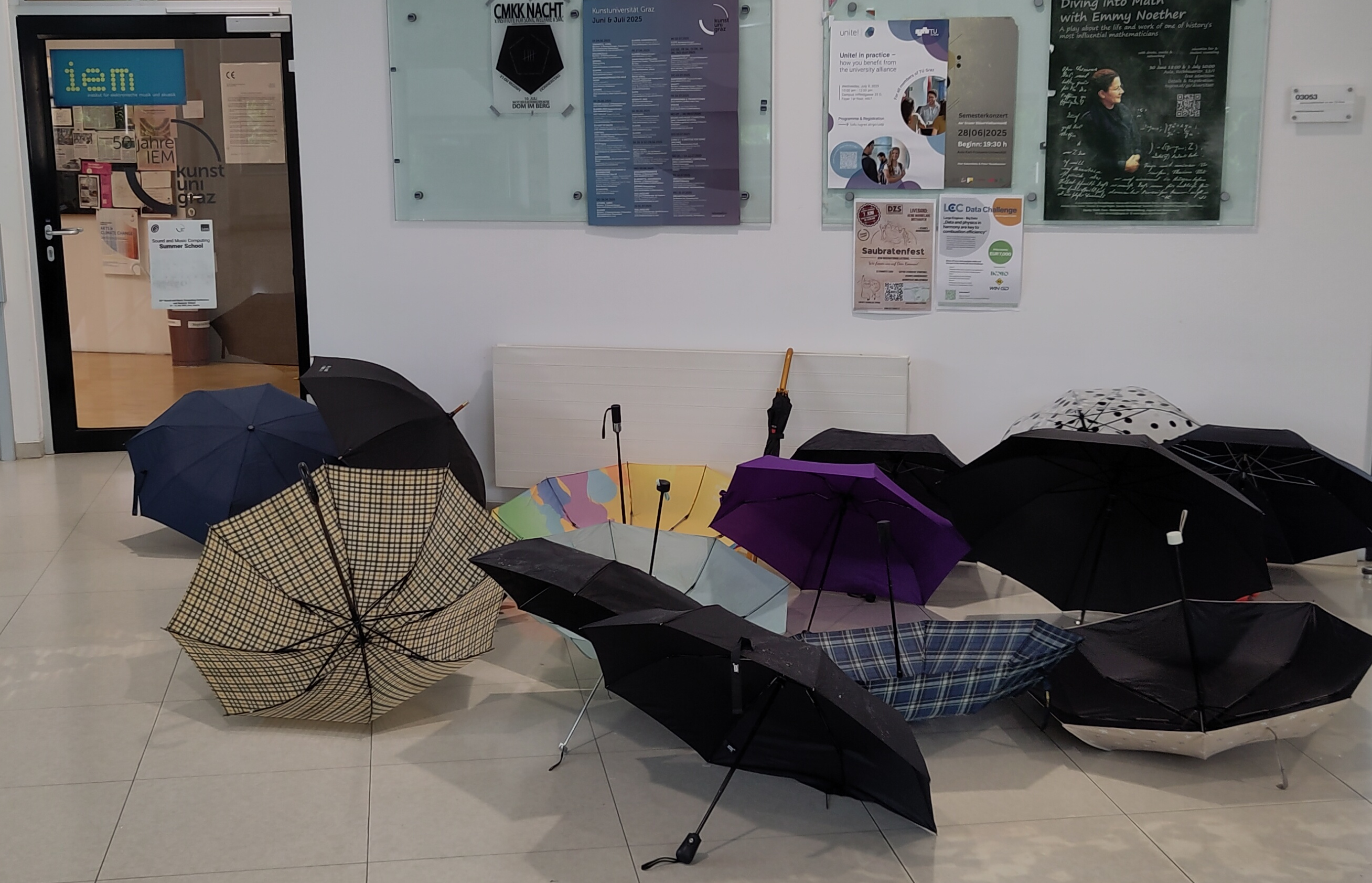 umbrellas of summer-school attendees